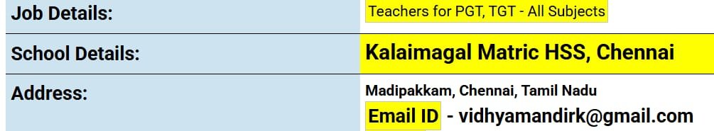 School Jobs at   Kalaimagal Matric HSS, Chennai  ,  Chennai